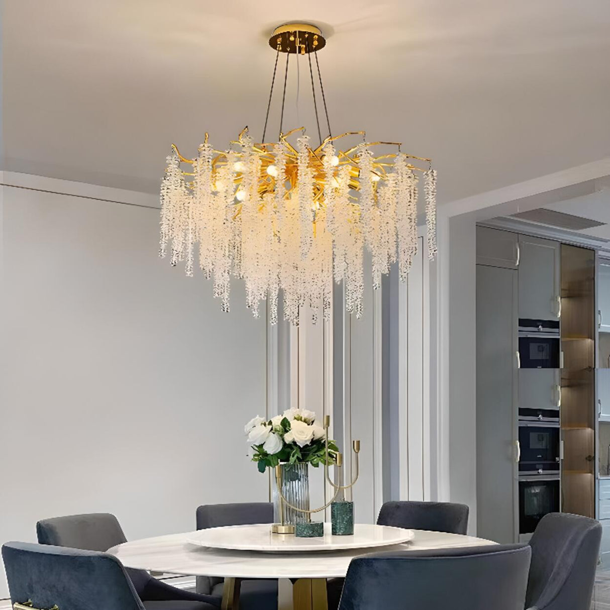 Luxury Cascading Crystal Chandelier Adjustable Height Image - 1