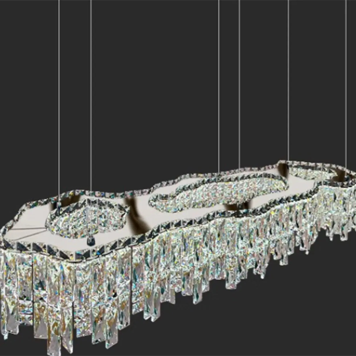Luxury Crystal Cascading Prisms Island Chandelier Light Image - 10