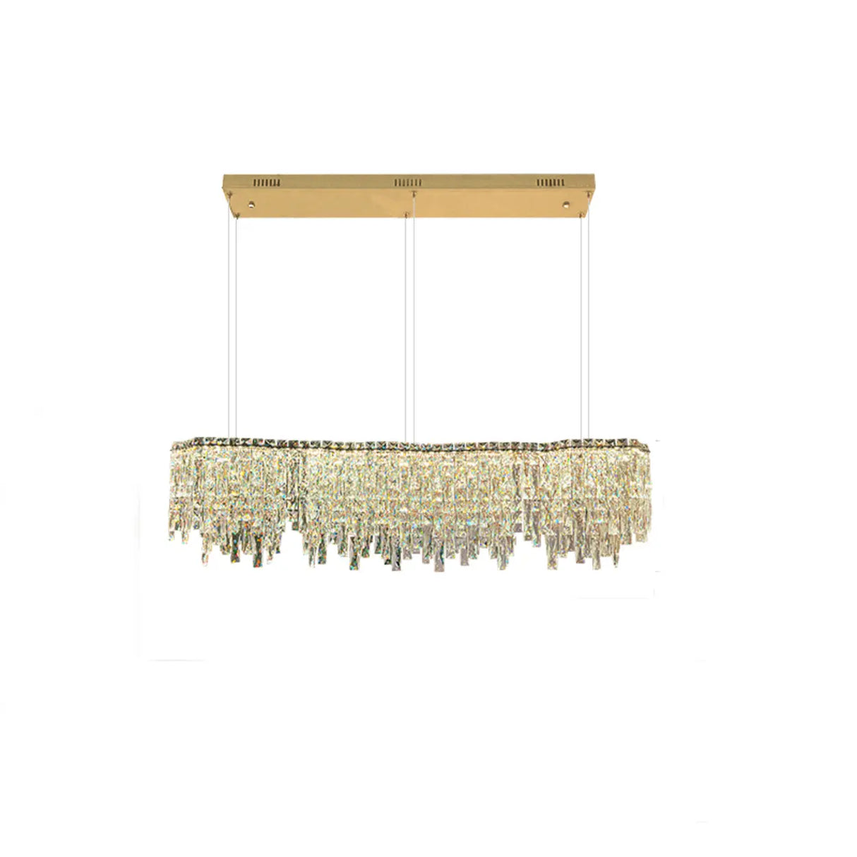 Luxury Crystal Cascading Prisms Island Chandelier Light Image - 3