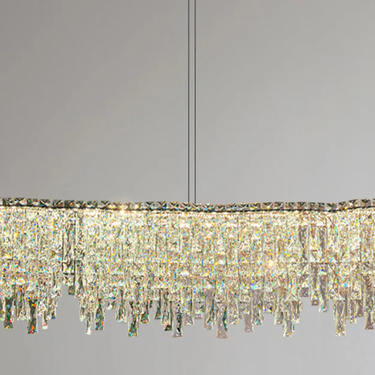 Luxury Crystal Cascading Prisms Island Chandelier Light Image - 6