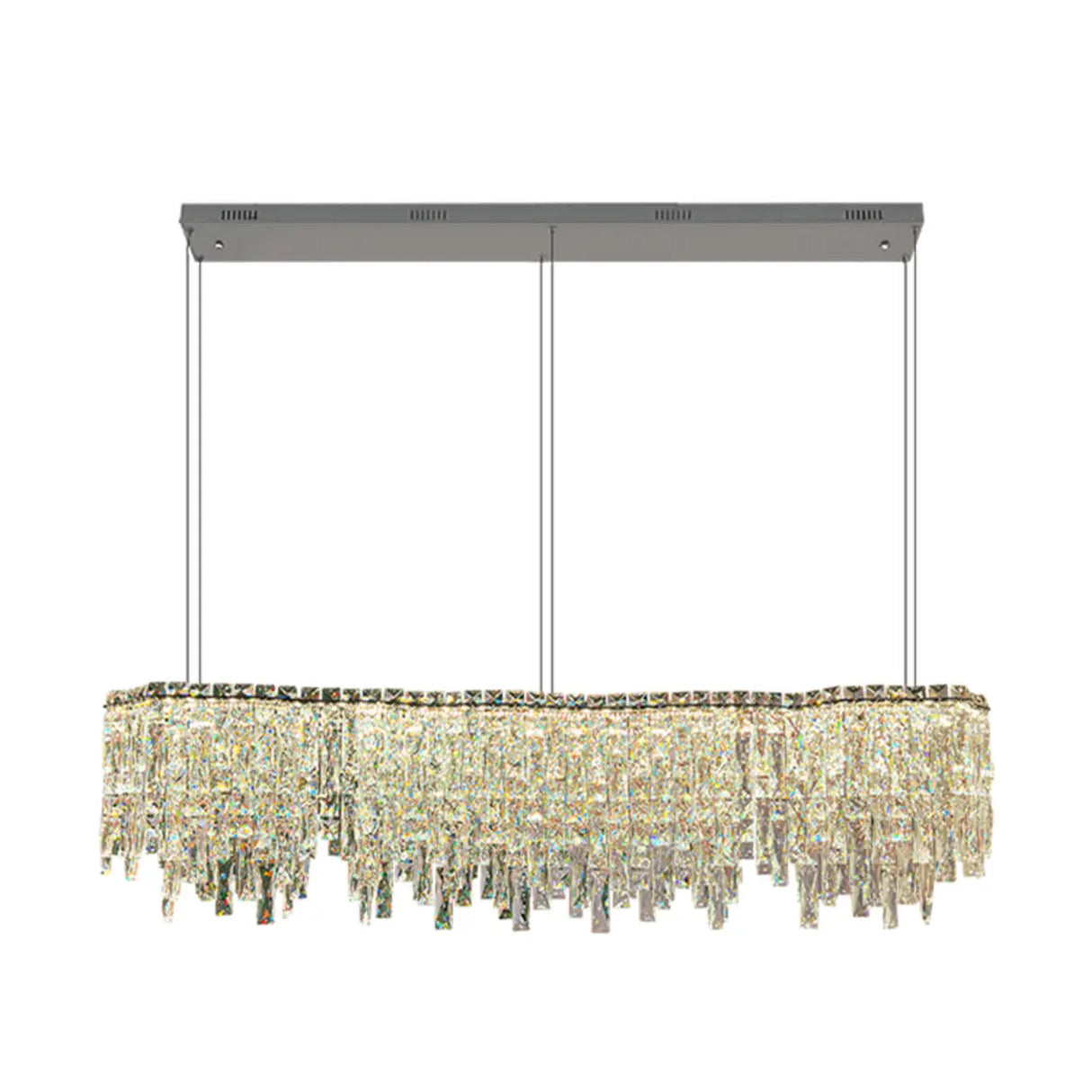 Luxury Crystal Cascading Prisms Island Chandelier Light Image - 7
