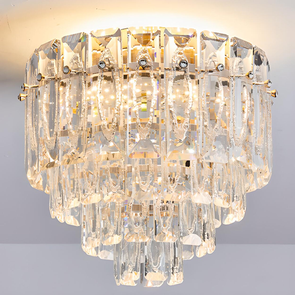 Luxury Crystal Flower Flush Mount Light Living Room Image - 10