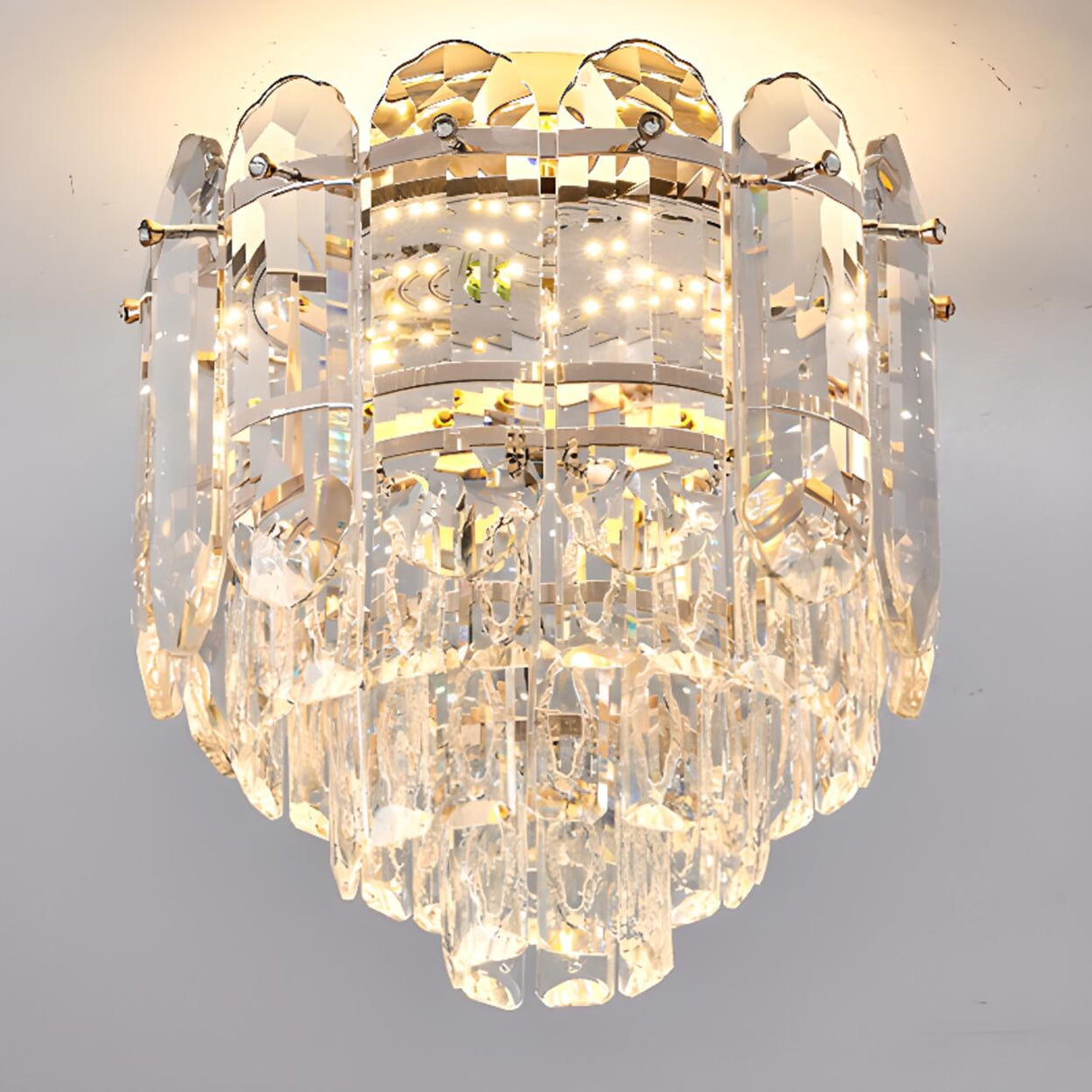 Luxury Crystal Flower Flush Mount Light Living Room Image - 14