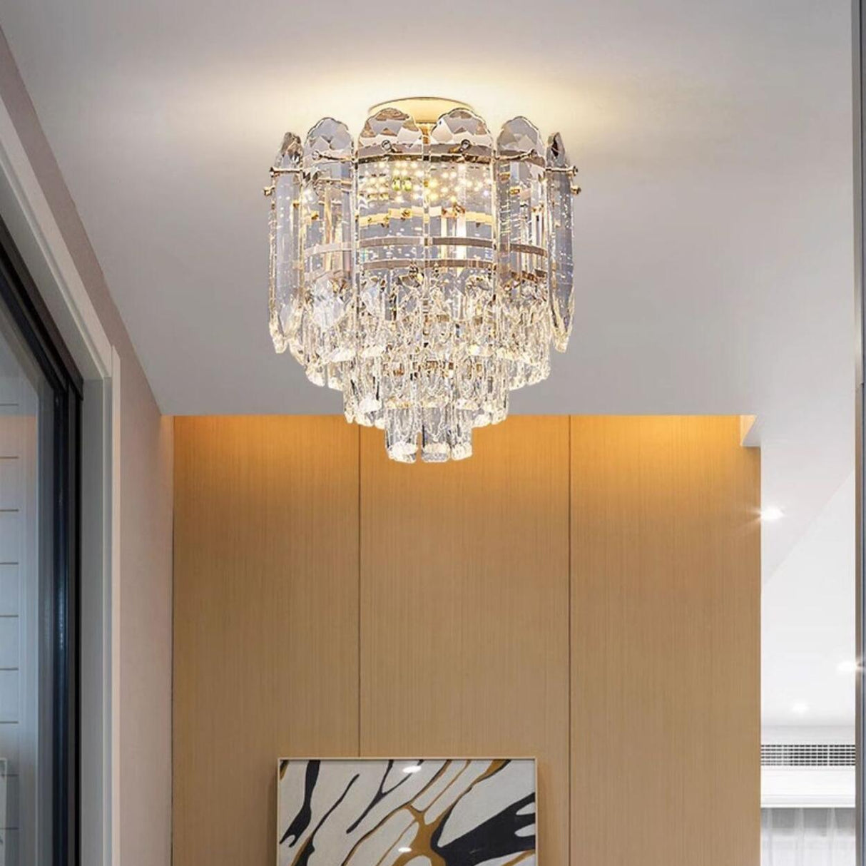 Luxury Crystal Flower Flush Mount Light Living Room Image - 19