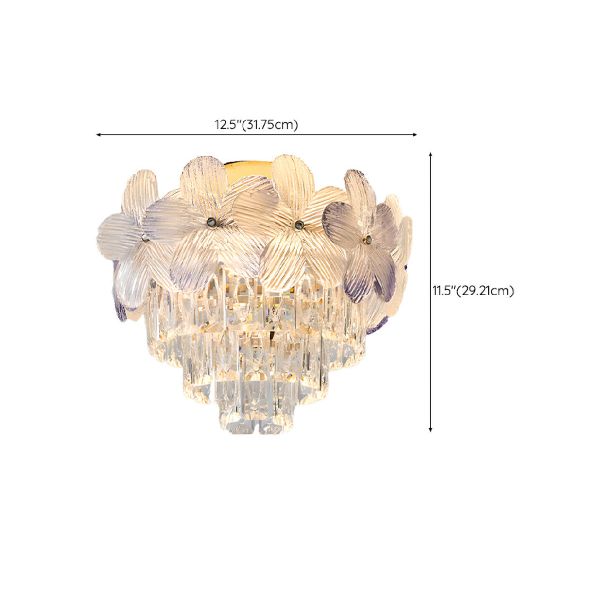 Luxury Crystal Flower Flush Mount Light Living Room Image - 20