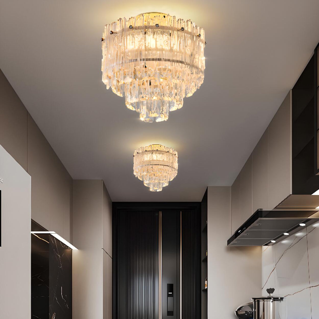 Luxury Crystal Flower Flush Mount Light Living Room Image - 3