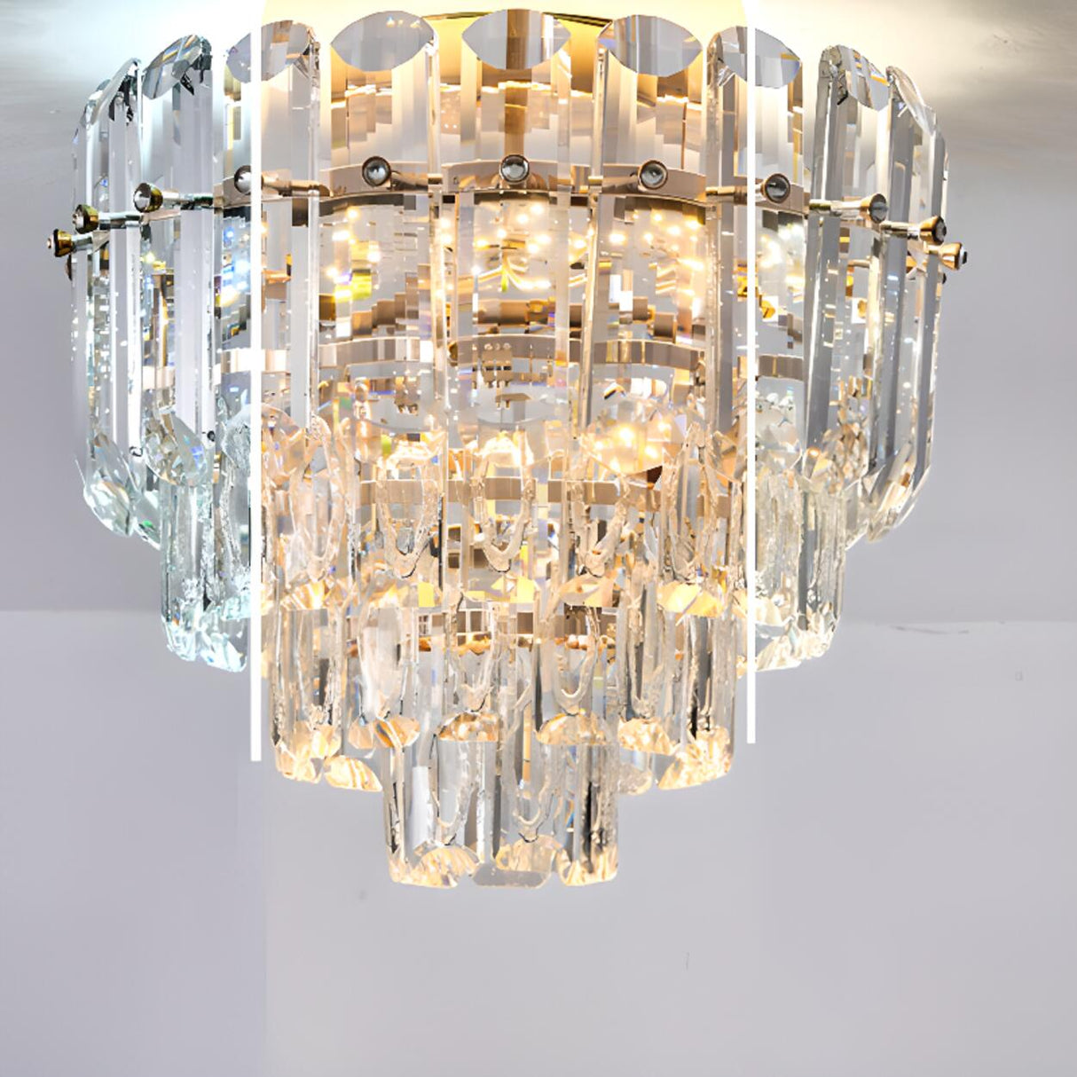 Luxury Crystal Flower Flush Mount Light Living Room Image - 4