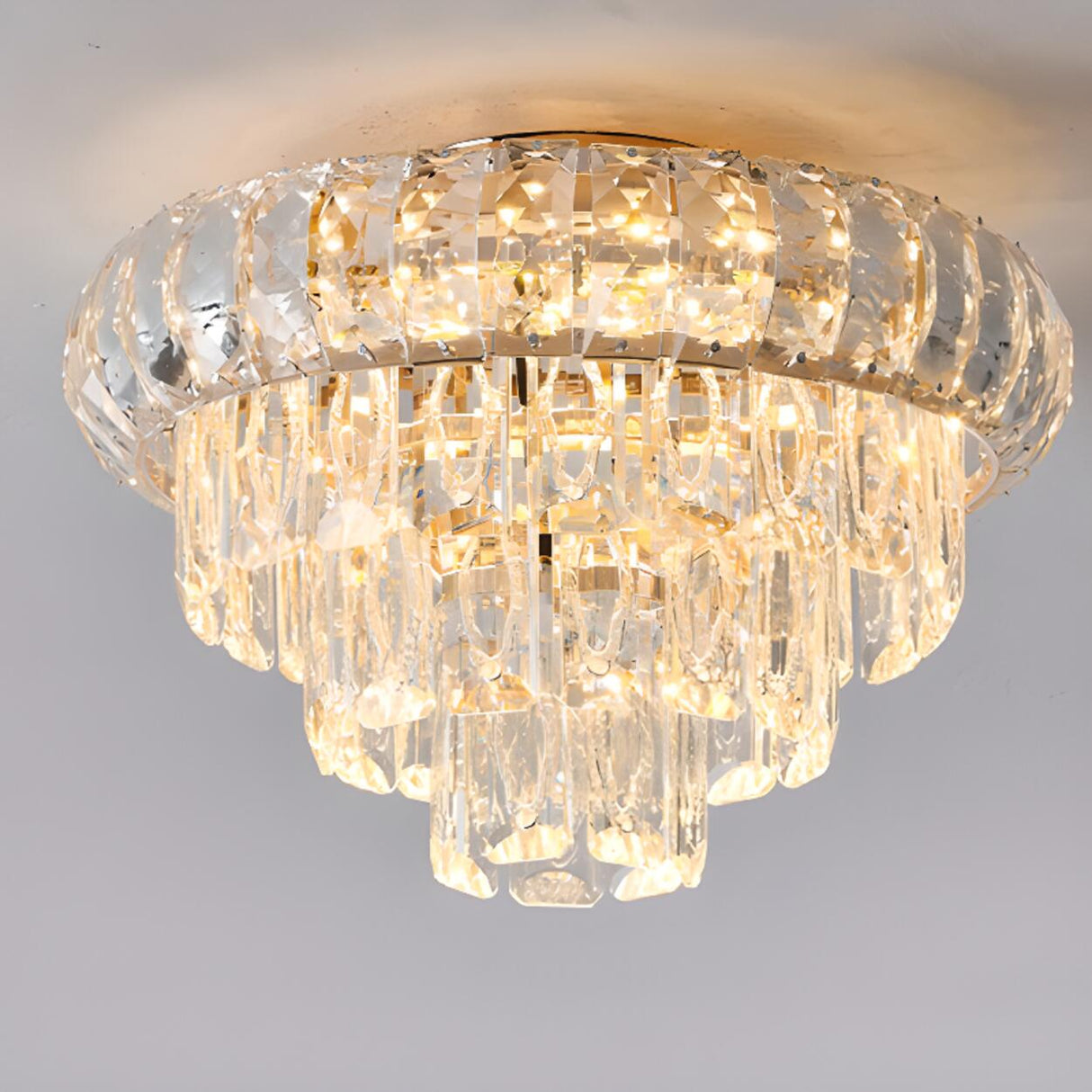 Luxury Crystal Flower Flush Mount Light Living Room Image - 6