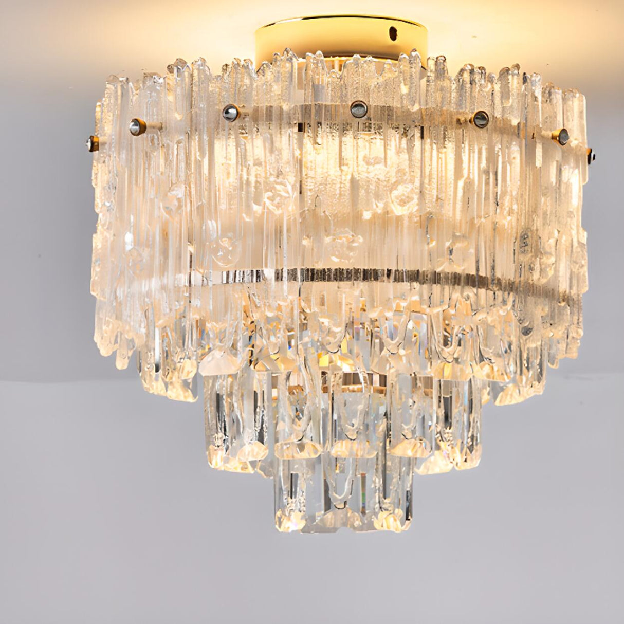 Luxury Crystal Flower Flush Mount Light Living Room Image - 7