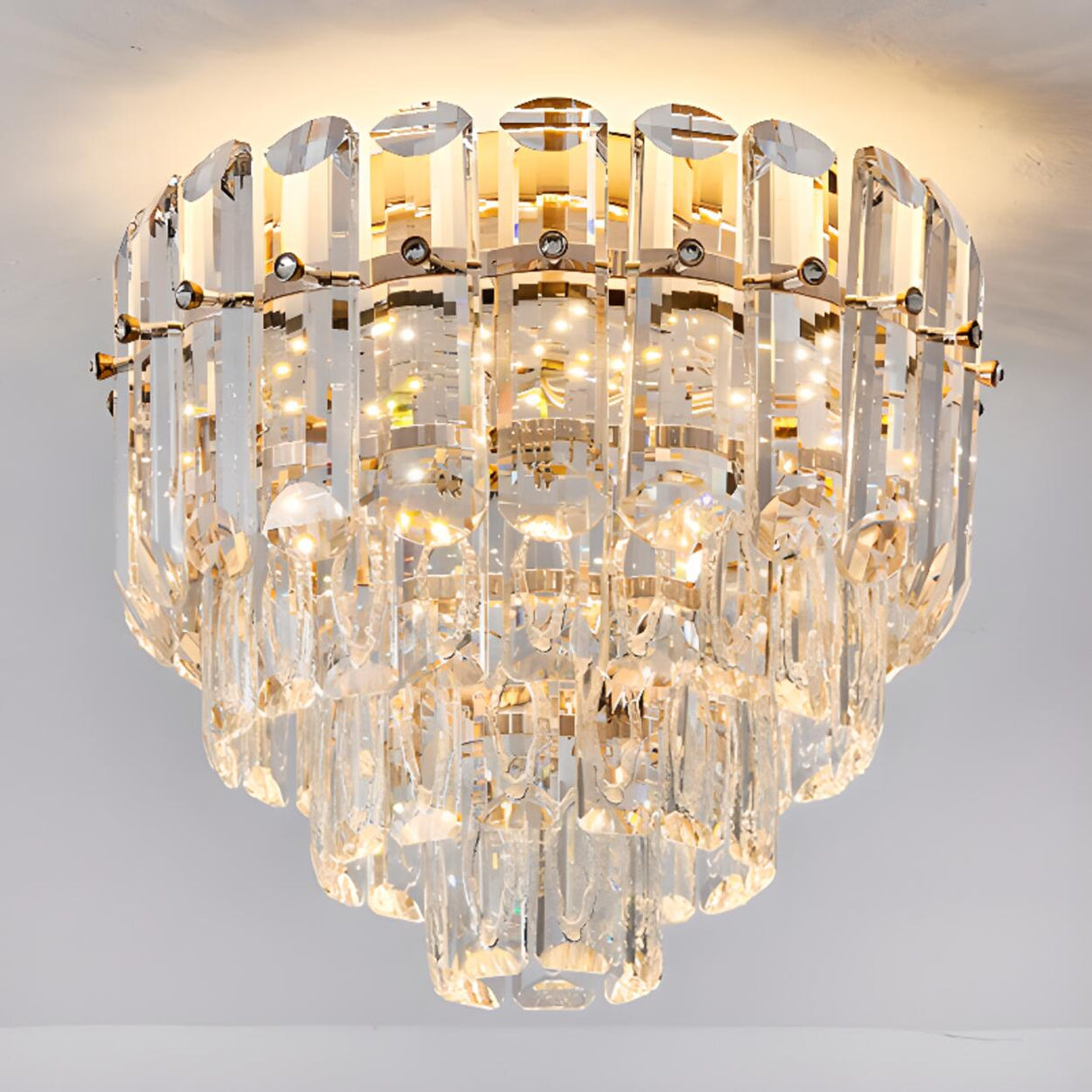 Luxury Crystal Flower Flush Mount Light Living Room Image - 8