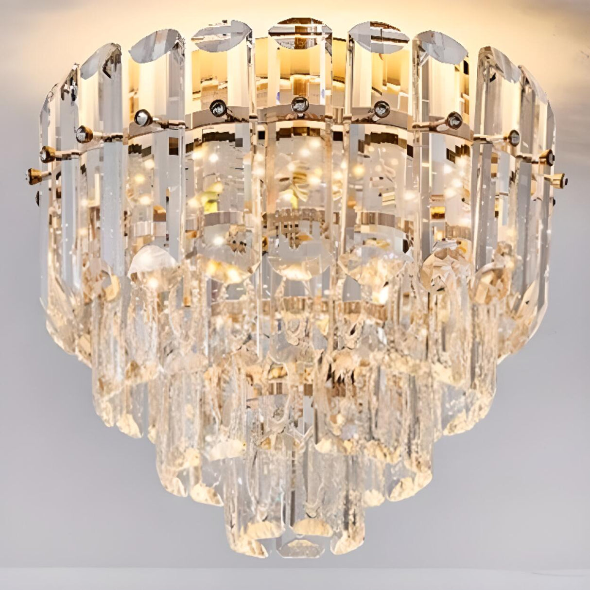 Luxury Crystal Flower Flush Mount Light Living Room Image - 9