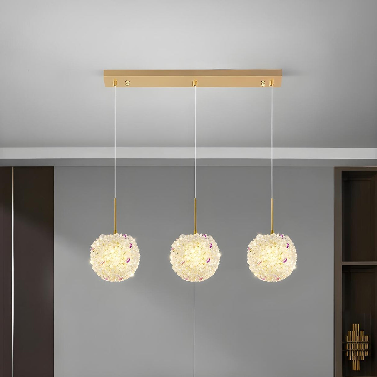 Luxury Crystal Gold Globe Adjustable Pendant Light Image - 2