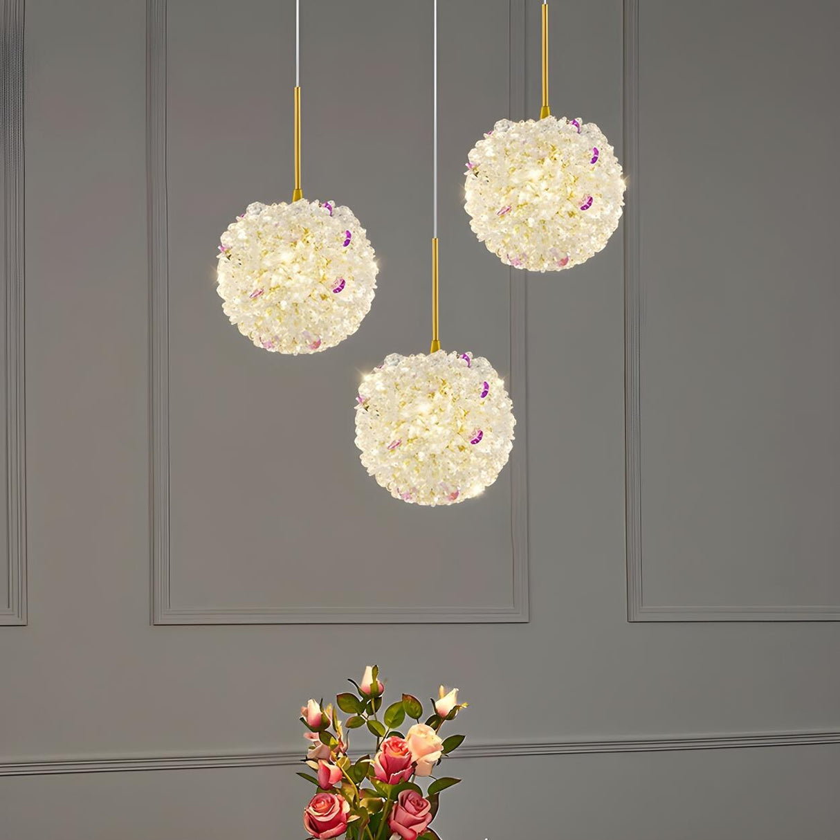 Luxury Crystal Gold Globe Adjustable Pendant Light Image - 5