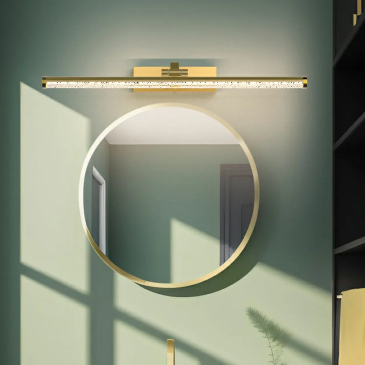 Luxury Crystal Gold Linear Vanity Wall Light Image - 1