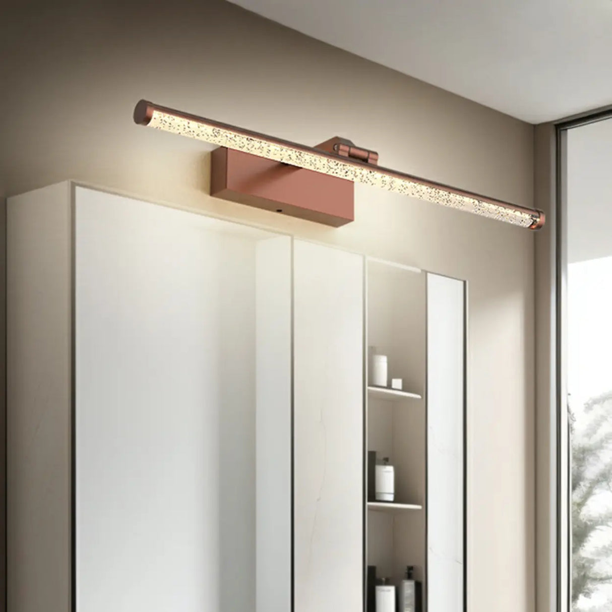 Luxury Crystal Gold Linear Vanity Wall Light Image - 4