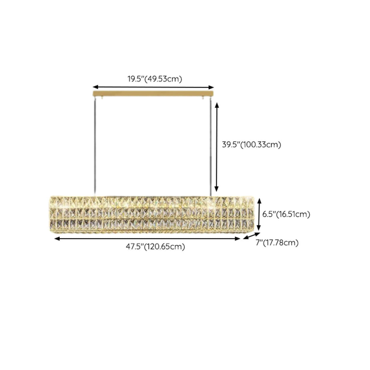 Luxury Crystal Rectangular Dining Island Pendant Light Image - 13