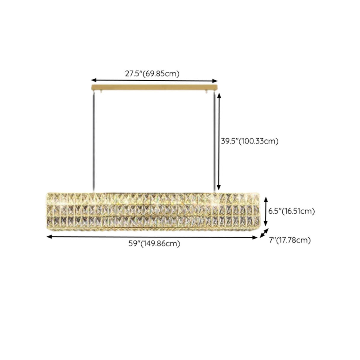 Luxury Crystal Rectangular Dining Island Pendant Light Image - 14