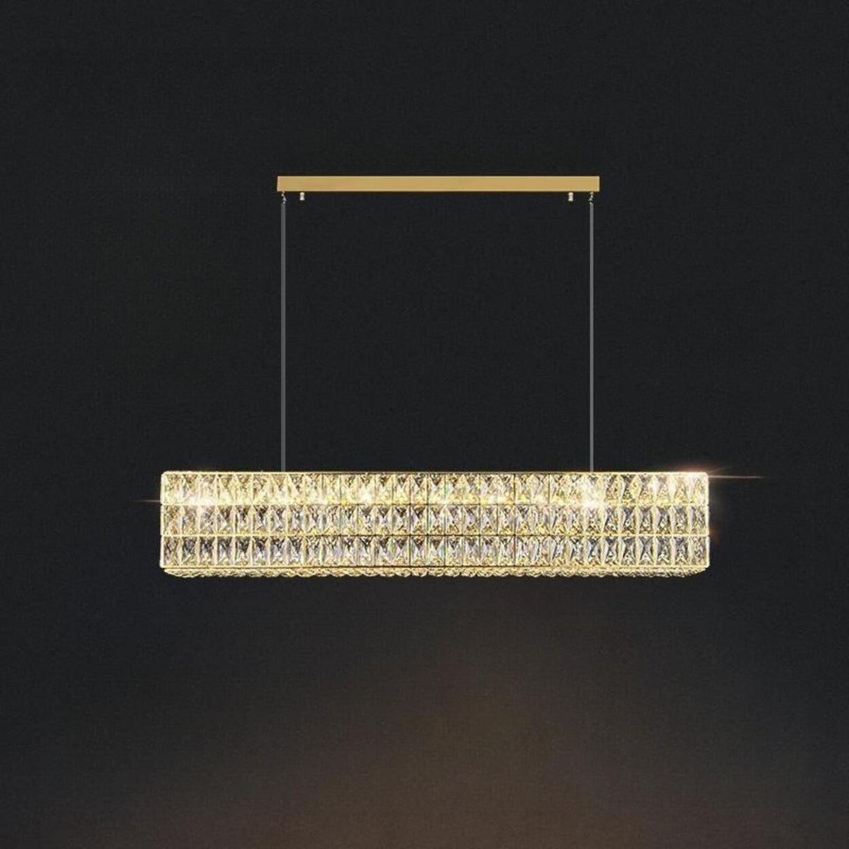 Luxury Crystal Rectangular Dining Island Pendant Light Image - 3