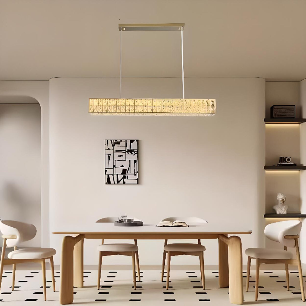 Luxury Crystal Rectangular Dining Island Pendant Light Image - 4