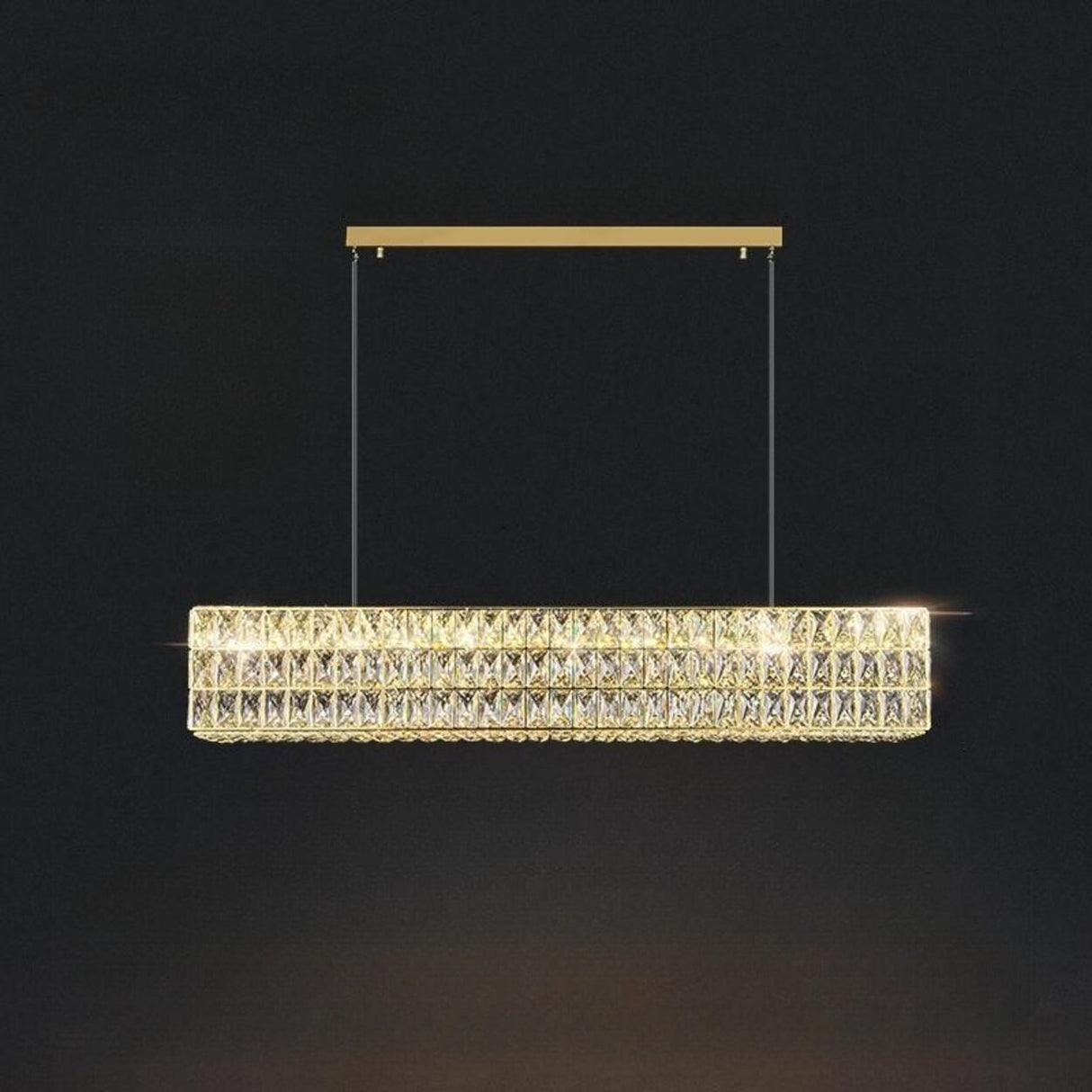 Luxury Crystal Rectangular Dining Island Pendant Light Image - 5