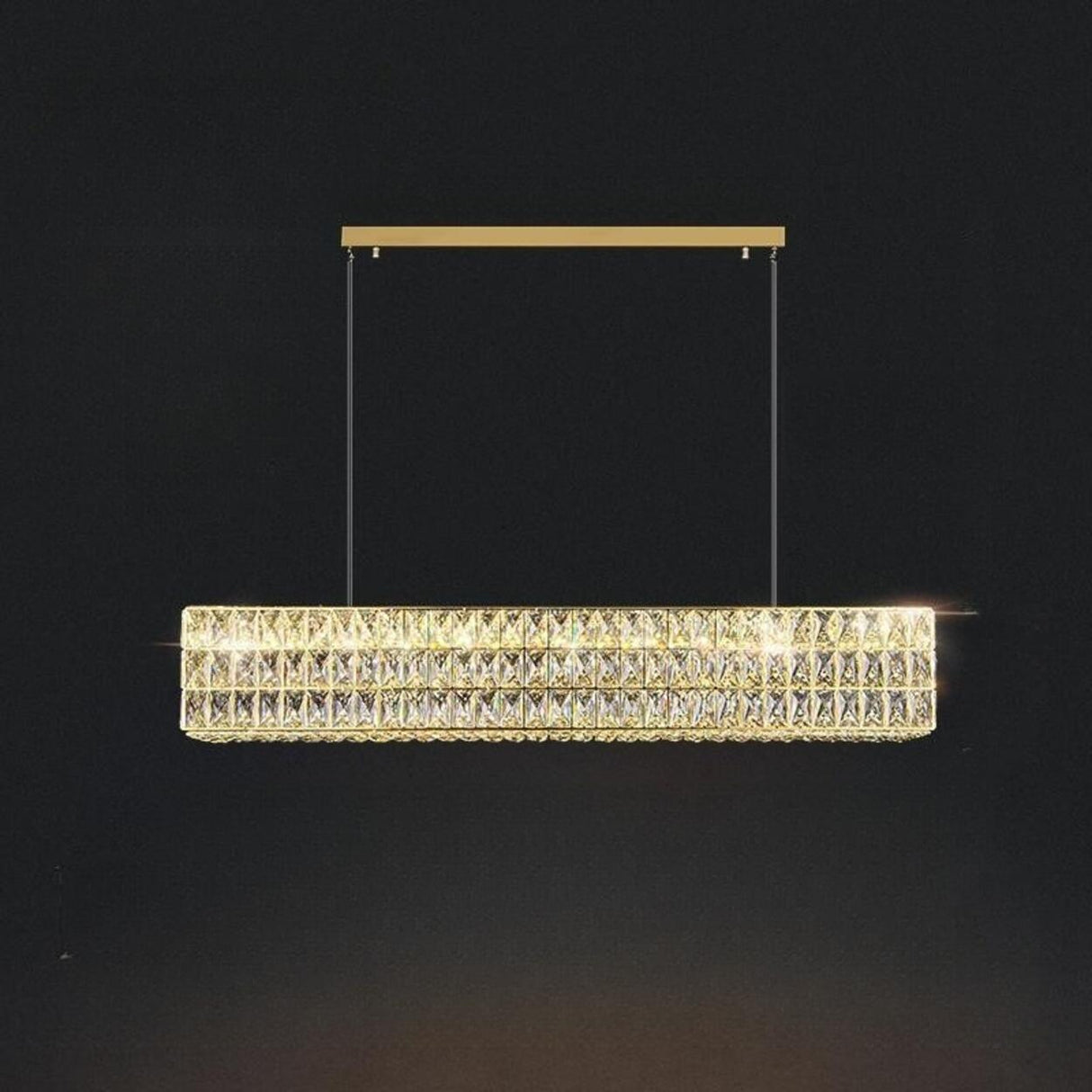 Luxury Crystal Rectangular Dining Island Pendant Light Image - 7