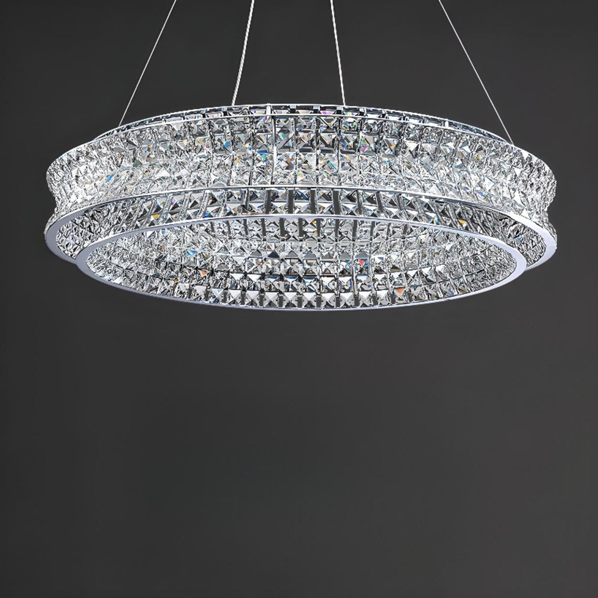 Luxury Crystal Ring Chandelier Adjustable Height Image - 10
