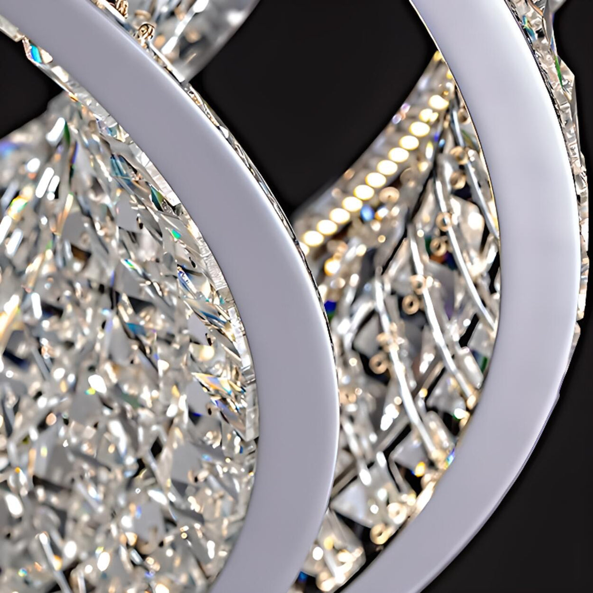 Luxury Crystal Ring Chandelier Adjustable Height Image - 14