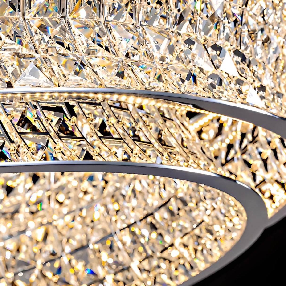 Luxury Crystal Ring Chandelier Adjustable Height Image - 15