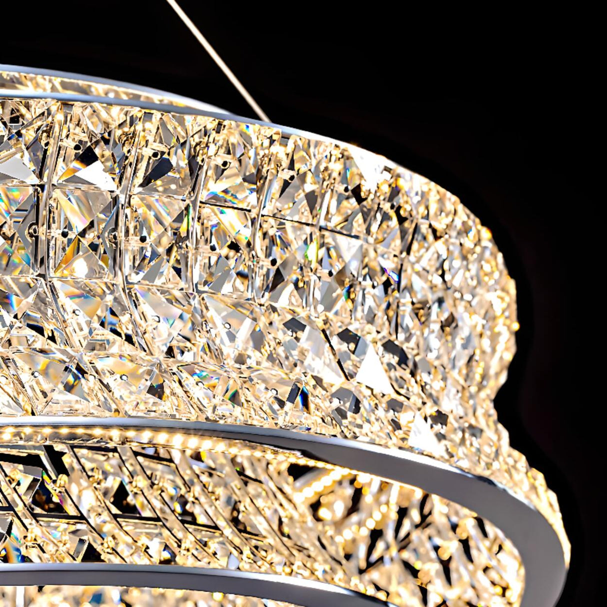 Luxury Crystal Ring Chandelier Adjustable Height Image - 16