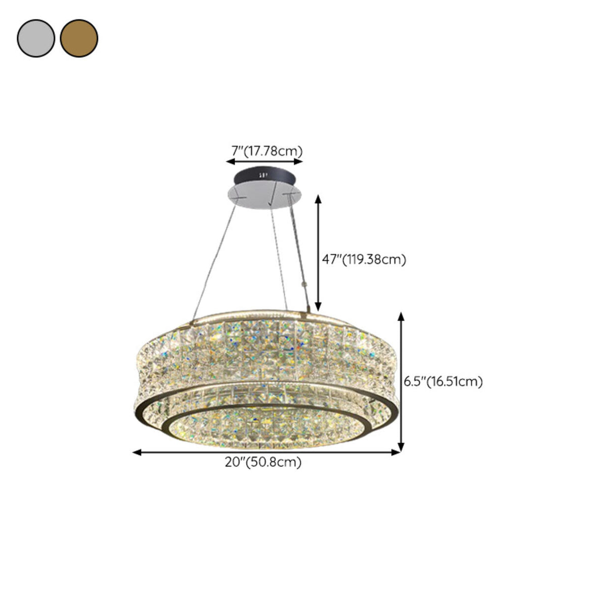 Luxury Crystal Ring Chandelier Adjustable Height