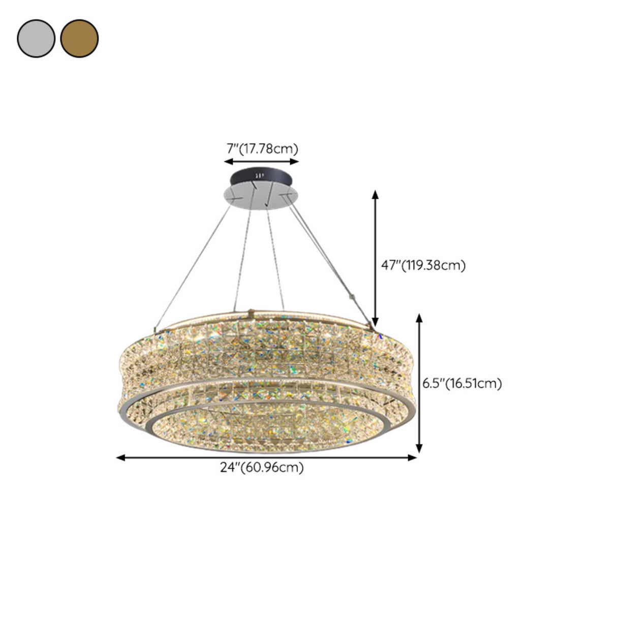 Luxury Crystal Ring Chandelier Adjustable Height Image - 19