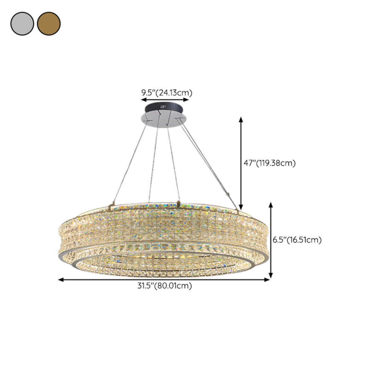 Luxury Crystal Ring Chandelier Adjustable Height Image - 20