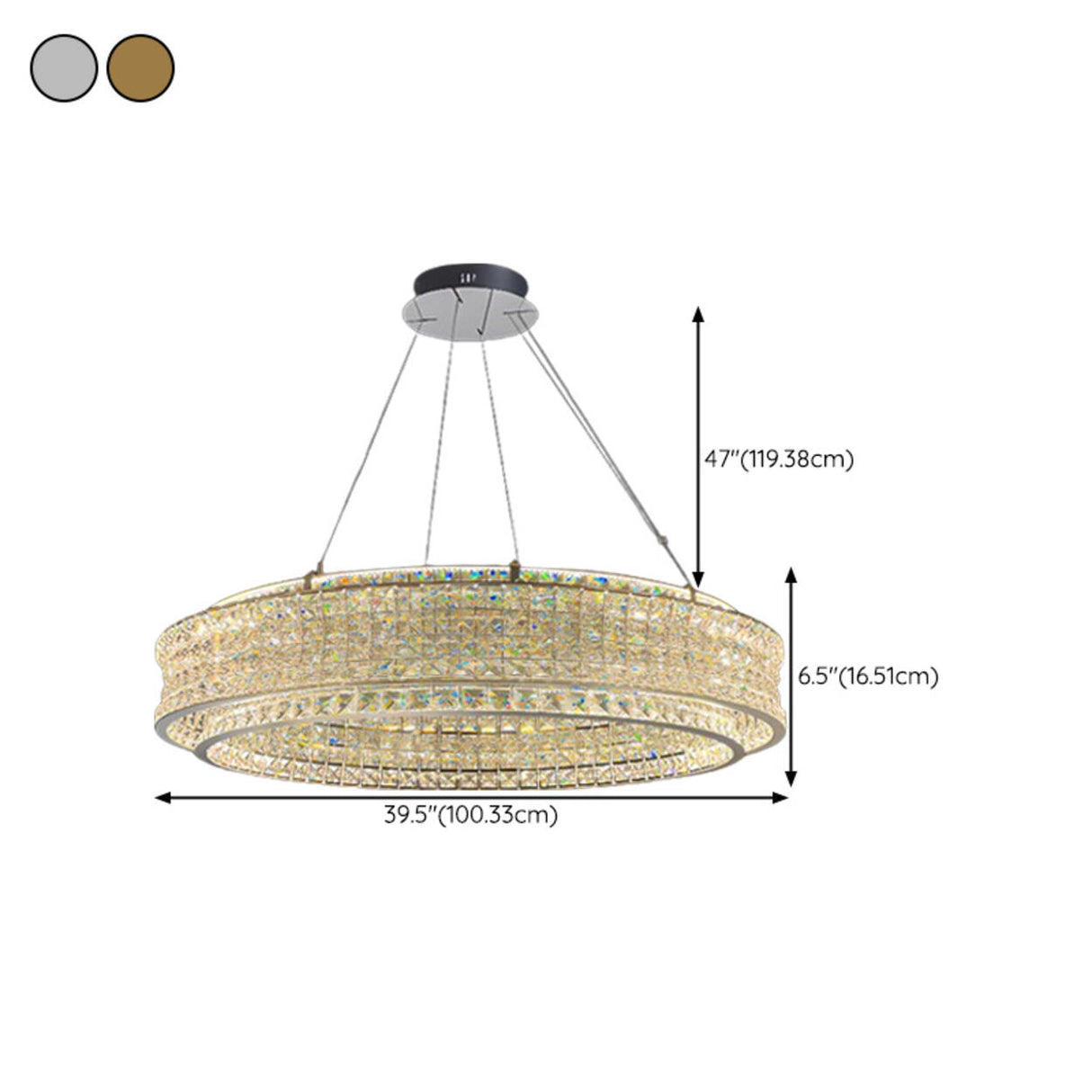 Luxury Crystal Ring Chandelier Adjustable Height Image - 21