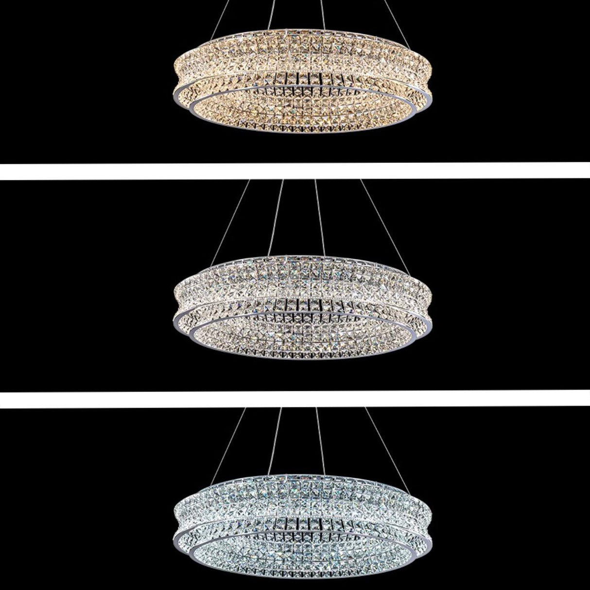 Luxury Crystal Ring Chandelier Adjustable Height Image - 8