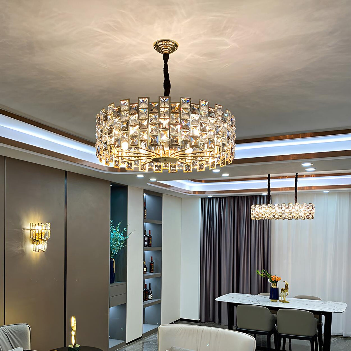 Luxury Crystal Round Chandelier for Living Room Image - 3