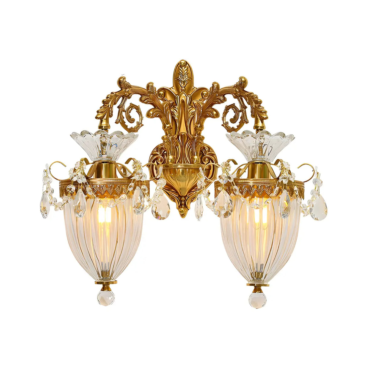 Luxury Crystal Wall Sconce with Gold Finish, Double Light Image - 7