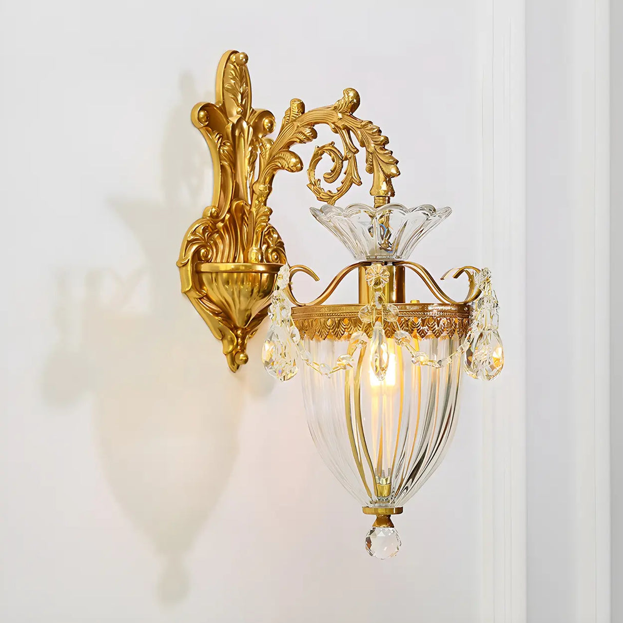 Luxury Crystal Wall Sconce with Gold Finish, Double Light Image - 8