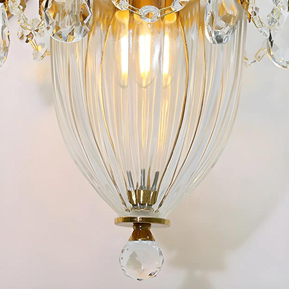 Luxury Crystal Wall Sconce with Gold Finish, Double Light Image - 9