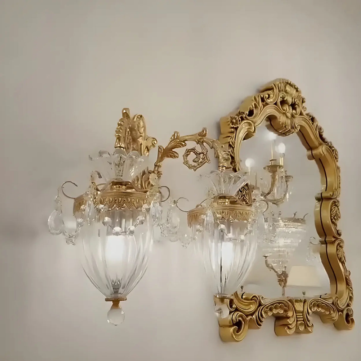 Luxury Crystal Wall Sconce with Gold Finish, Double Light Image - 5