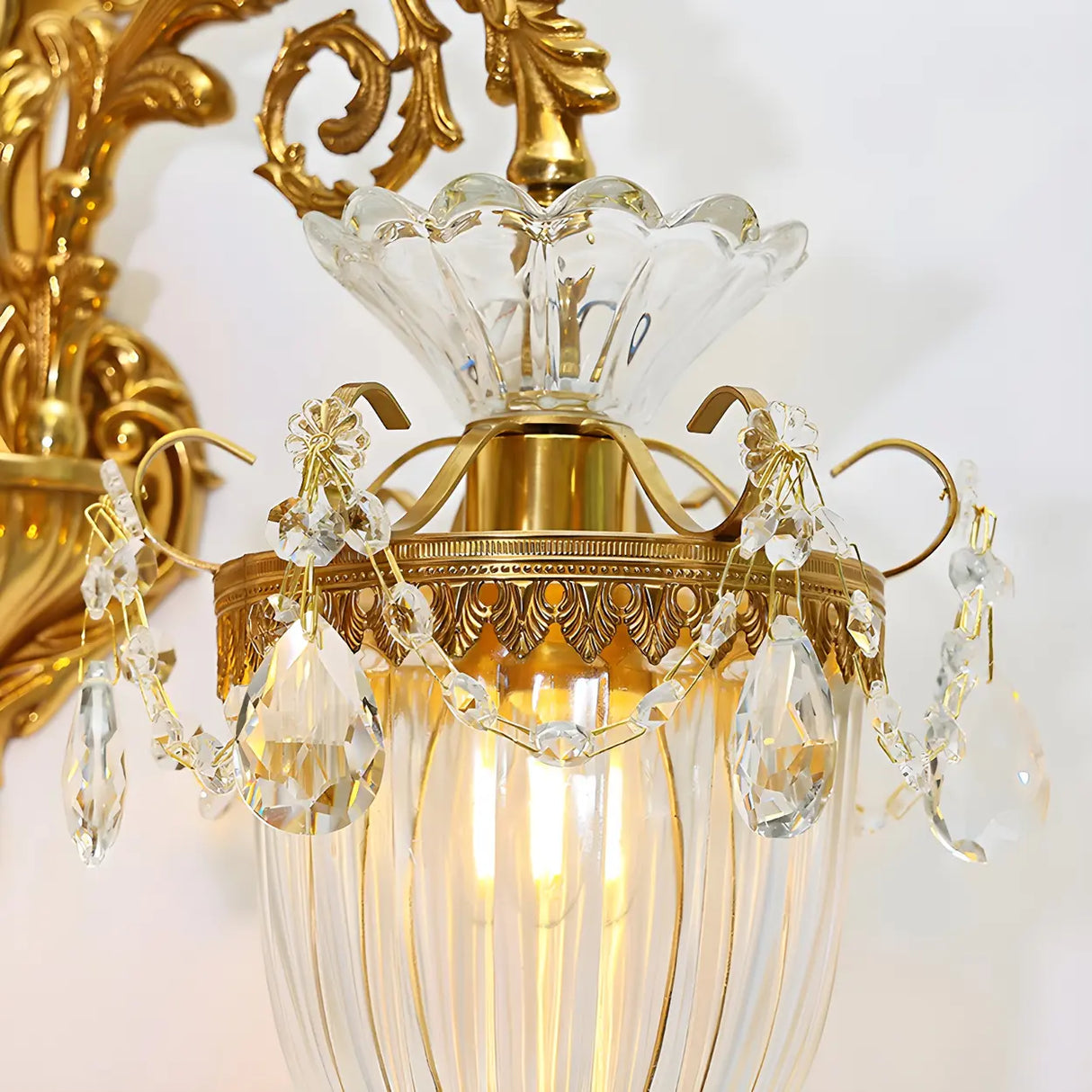 Luxury Crystal Wall Sconce with Gold Finish, Double Light Image - 11