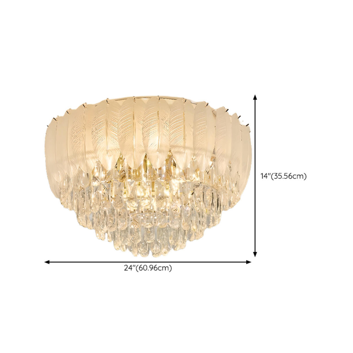 Luxury Feather Crystal Flush Mount Light Living Room Image - 16
