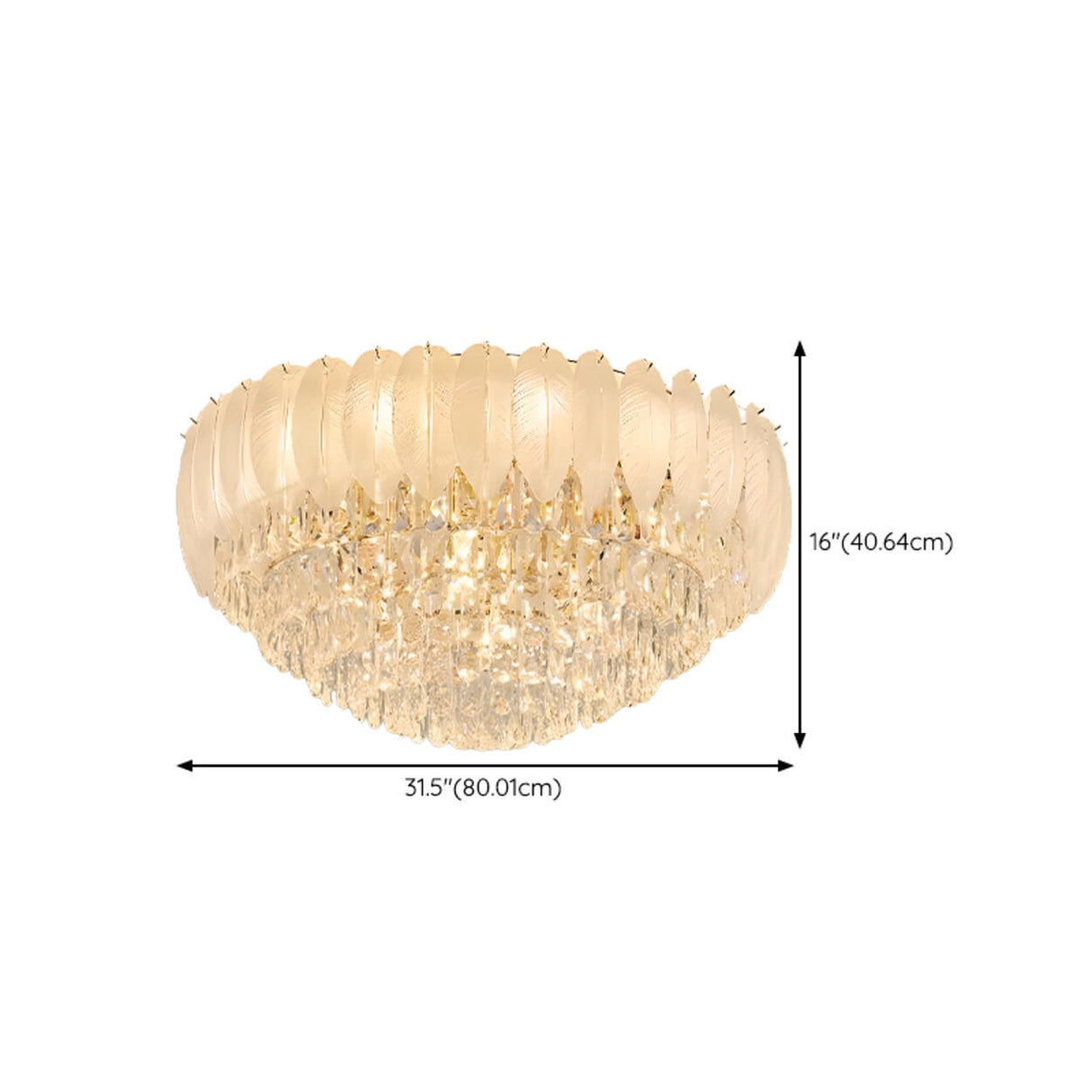 Luxury Feather Crystal Flush Mount Light Living Room Image - 17