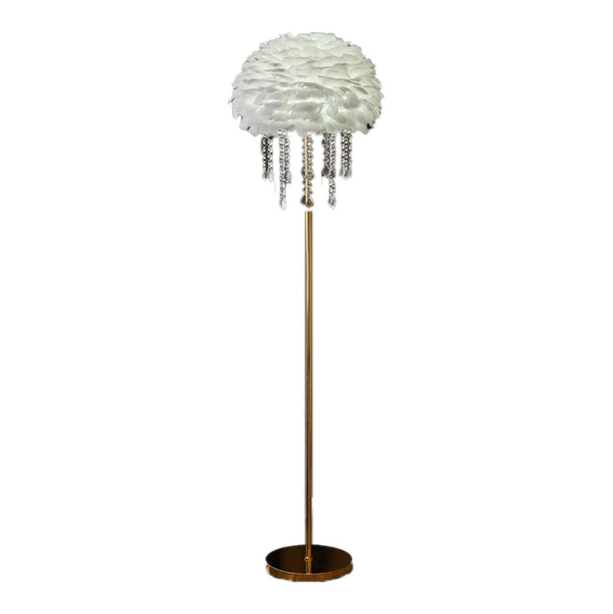 Luxury Feather Crystal Pendant Accents Floor Lamp Image - 5