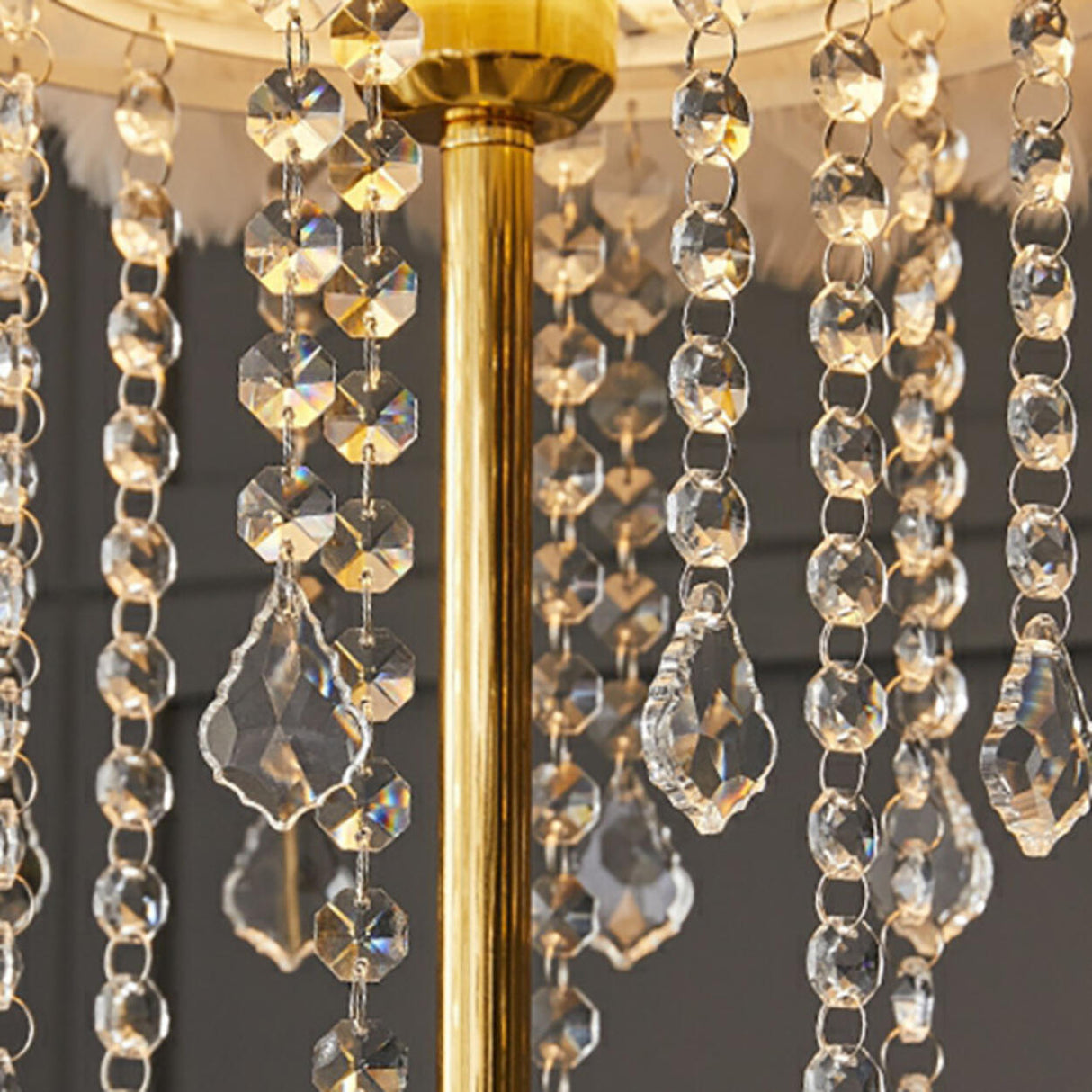 Luxury Feather Crystal Pendant Accents Floor Lamp Image - 8
