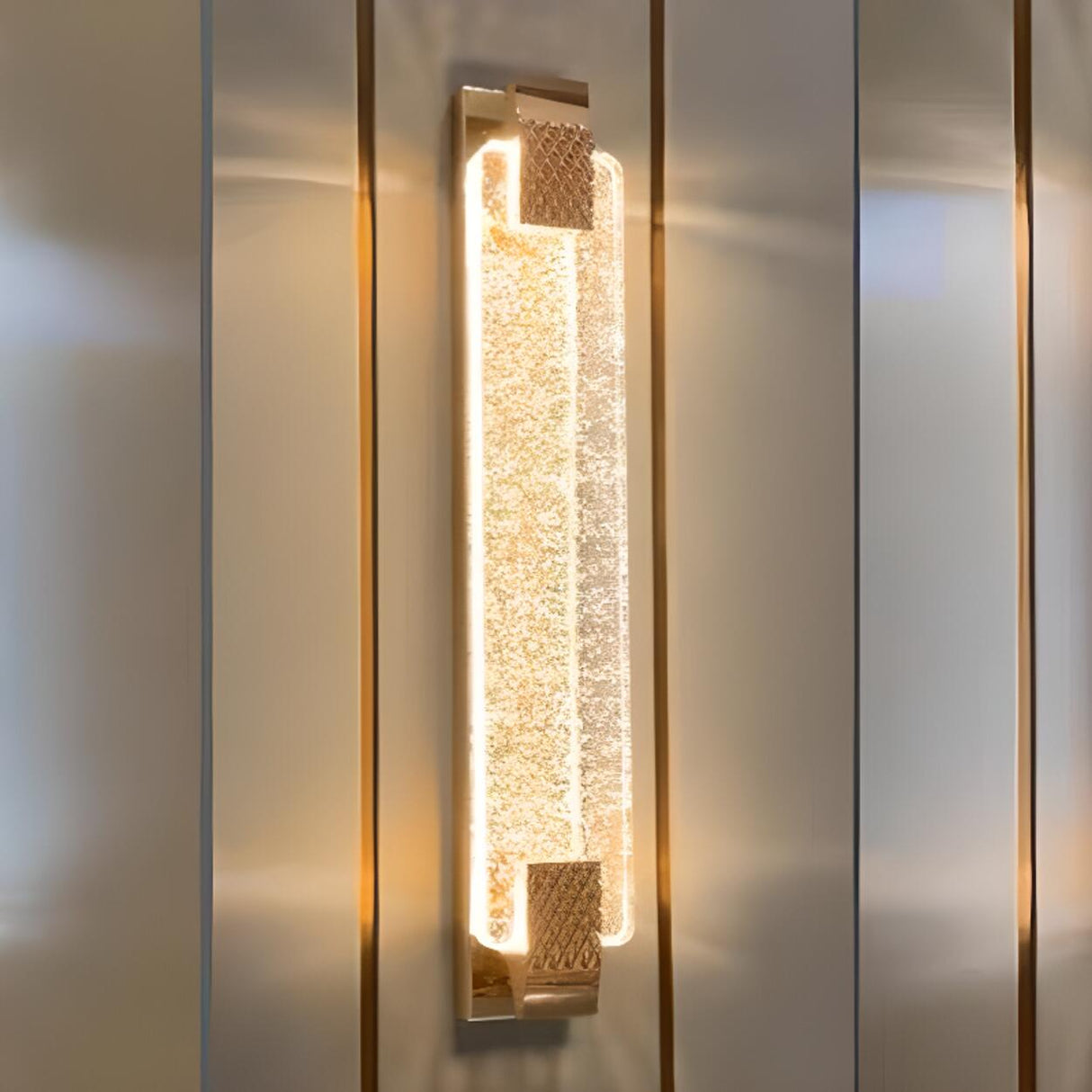 Luxury Geometric Crystal Panel Gold Wall Sconce Image - 11