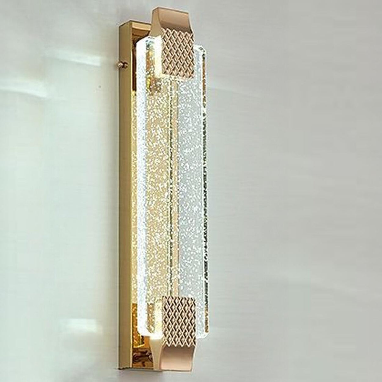 Luxury Geometric Crystal Panel Gold Wall Sconce Image - 13