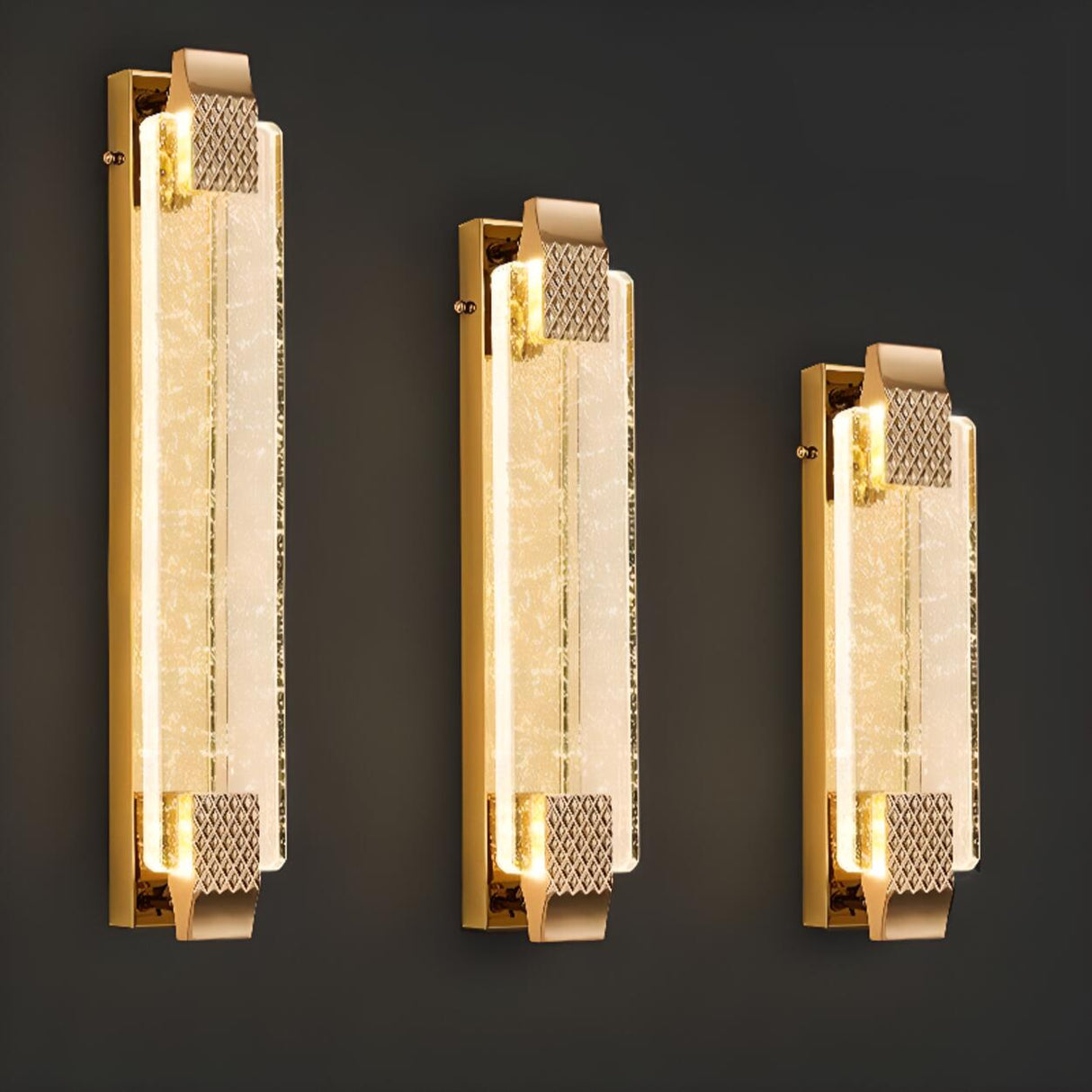 Luxury Geometric Crystal Panel Gold Wall Sconce Image - 14