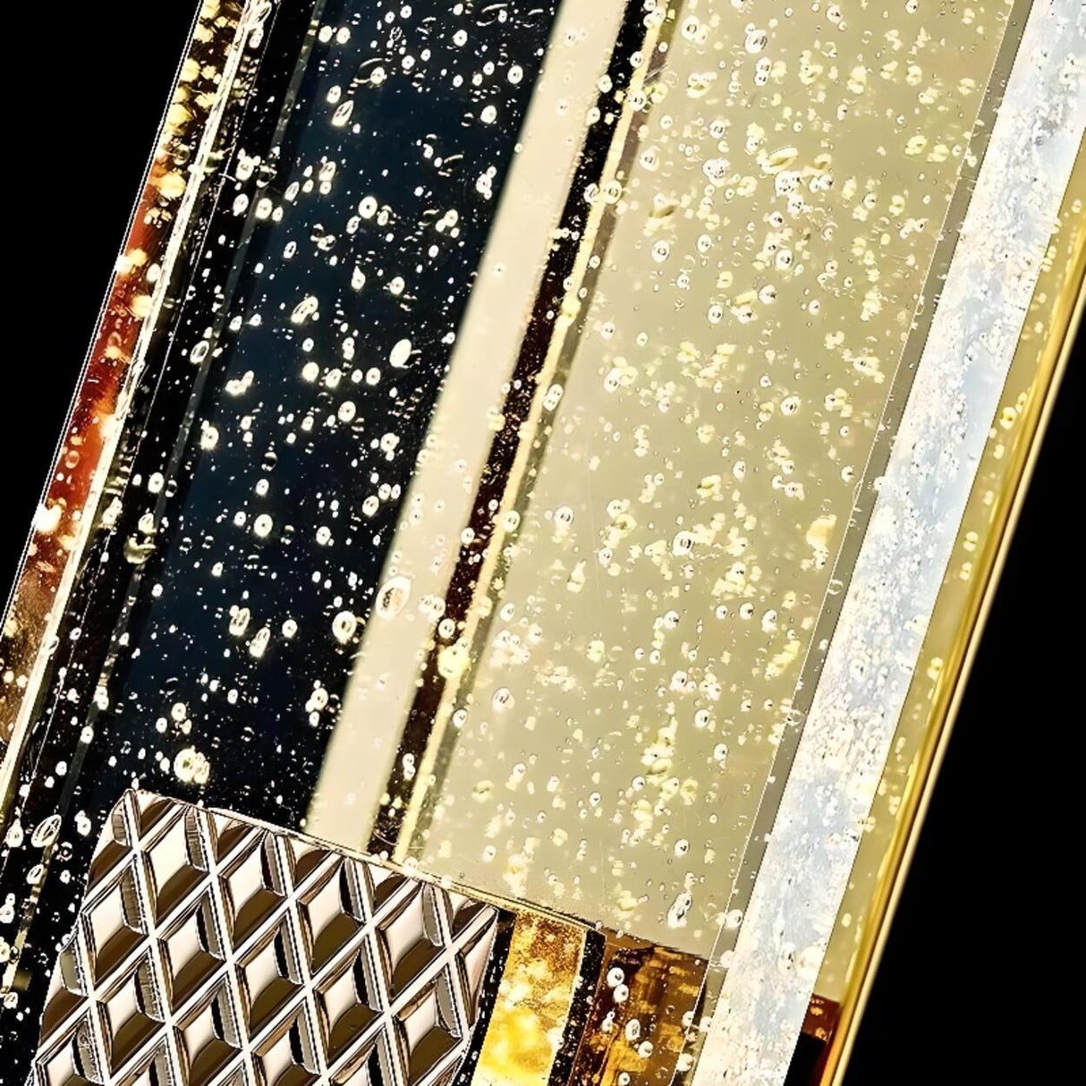 Luxury Geometric Crystal Panel Gold Wall Sconce Image - 16