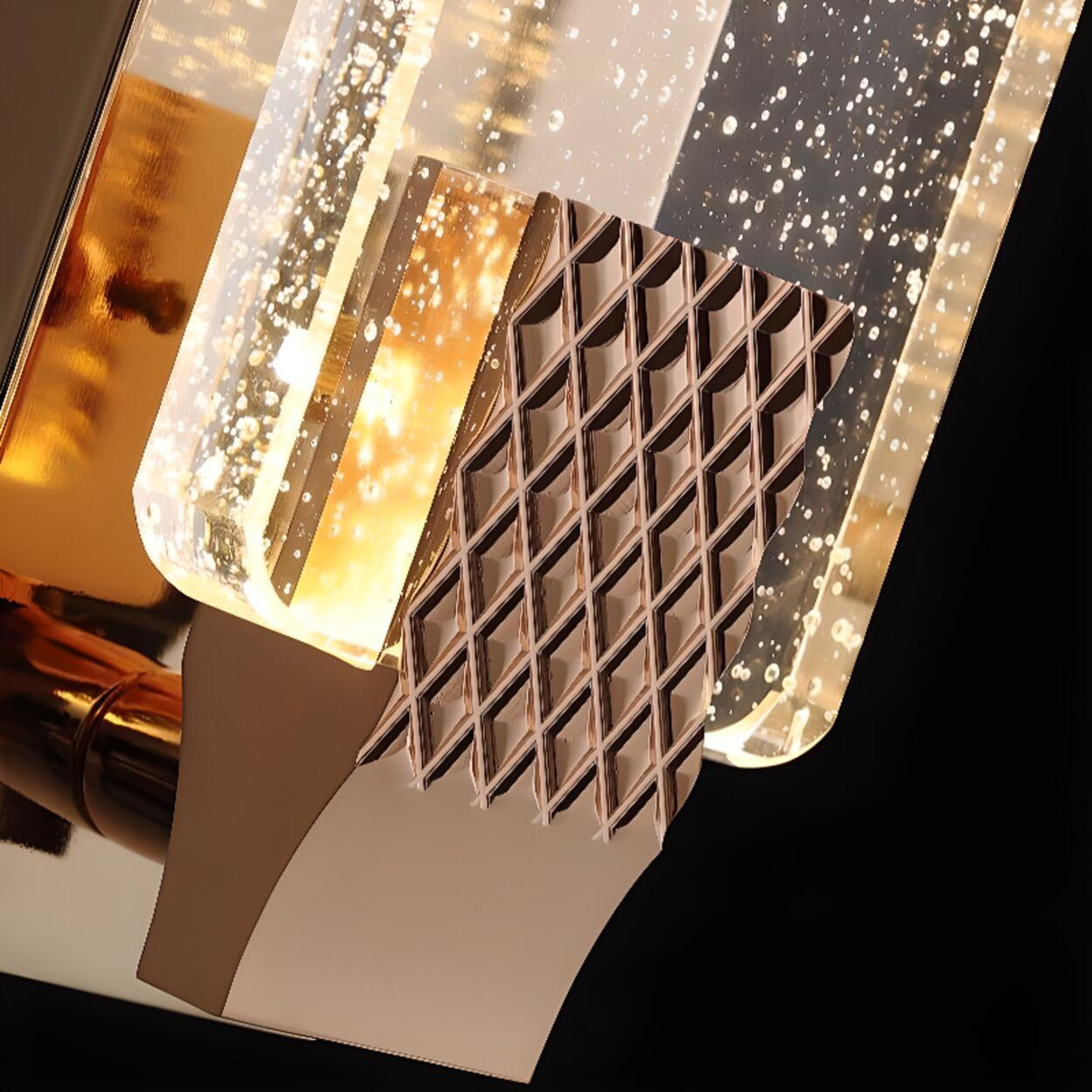 Luxury Geometric Crystal Panel Gold Wall Sconce Image - 18