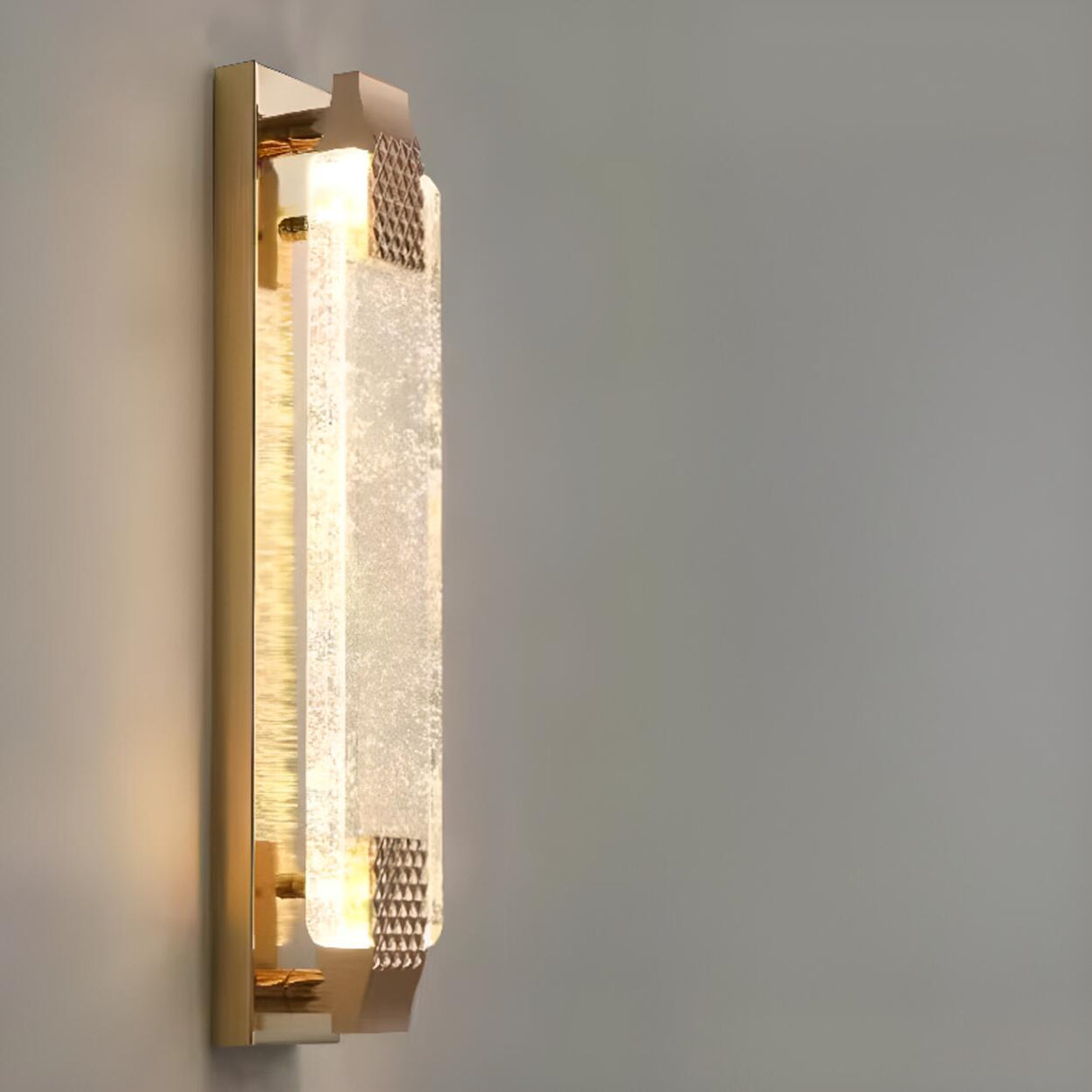 Luxury Geometric Crystal Panel Gold Wall Sconce Image - 4